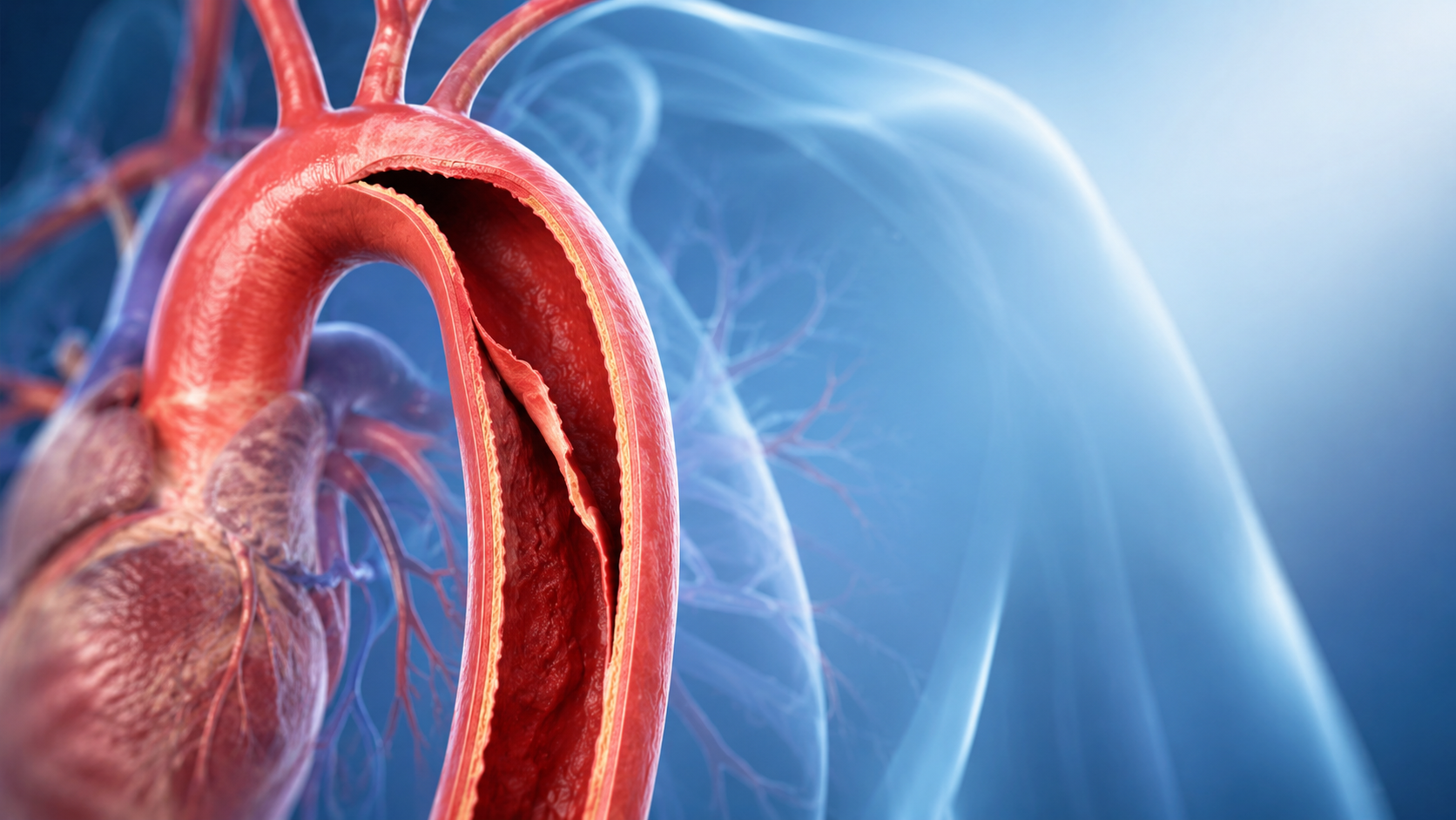 Animated view of an aortic dissection.
