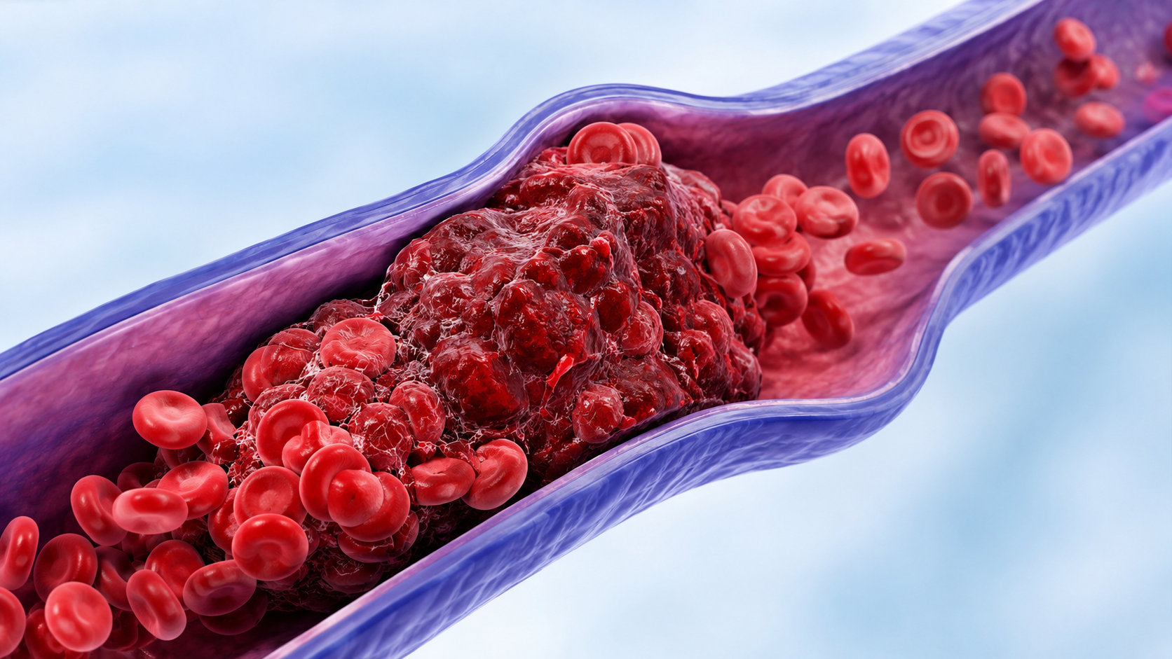3D animated blood clot in color.